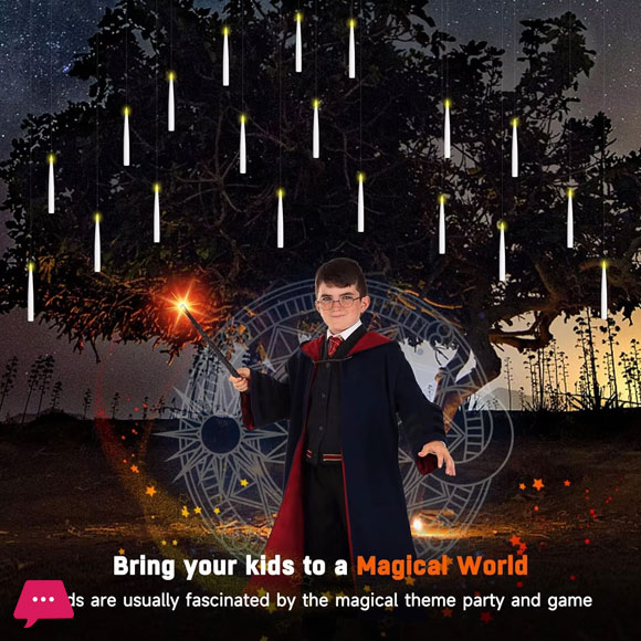Magic Glowing Candles Set With Sensor Control Stick Flameless Flying Candle with LED Magic Wand