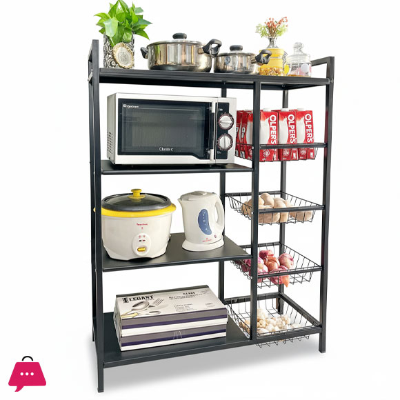 Multi-Layer Vegetable Basket Storage Rack Kitchen Shelving Floor to Floor Multifunctional Microwave Oven Rack Storage Shelf Rack
