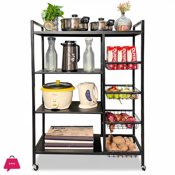 Multi-Layer Vegetable Basket Storage Rack Kitchen Shelving Floor to Floor Multifunctional Microwave Oven Rack Storage Shelf Rack