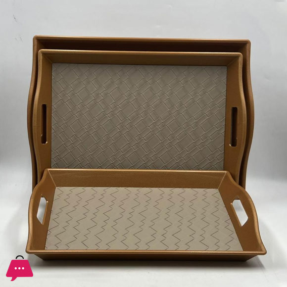 Non-Slip Leather Serving Plastic Tray Rectangle With Handle For Use Of Kitchenware Home
