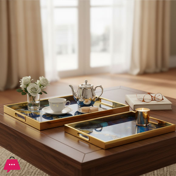 Rectangle Wooden Acrylic Tray in Different Designs Serving Tray