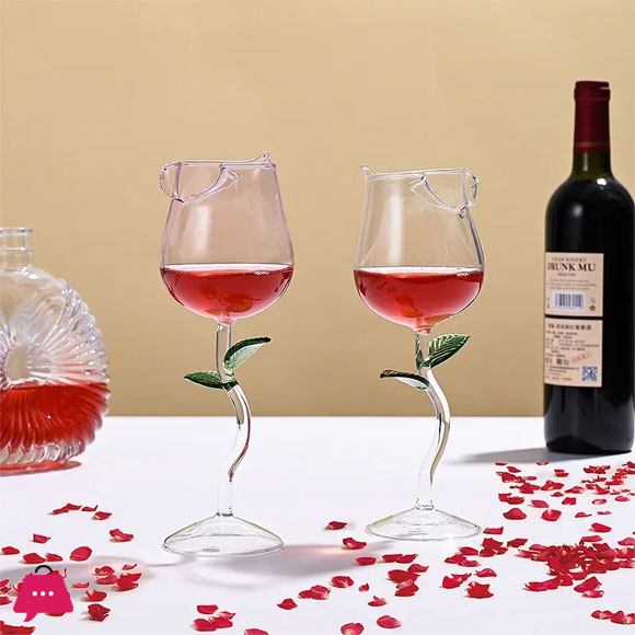 Rose Shape Wine Glass 150ml 1-Piece