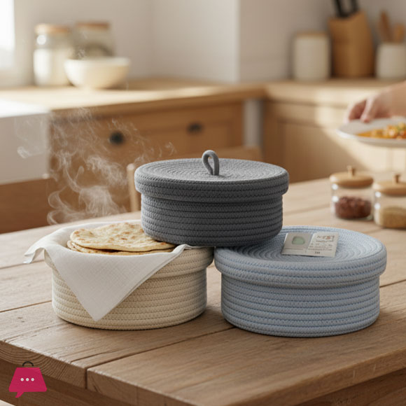 Roti Storage Woven Basket with Lid