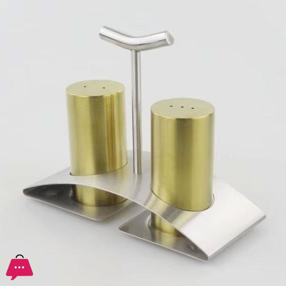 Modern Stainless Steel Salt and Pepper Shaker Set with Stand