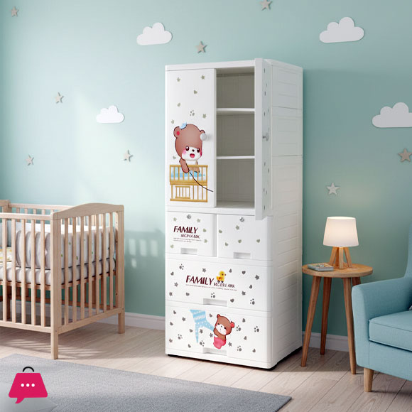 Sonati Wardrobe Multipurpose Staorage Drawer - Toy Almari Hanging Portion Cupboard Decorative Style - Almari Cabinet Portable With 6 Drawer