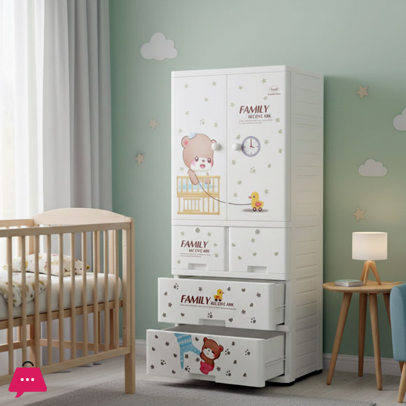 Sonati Wardrobe Multipurpose Staorage Drawer - Toy Almari Hanging Portion Cupboard Decorative Style - Almari Cabinet Portable With 6 Drawer