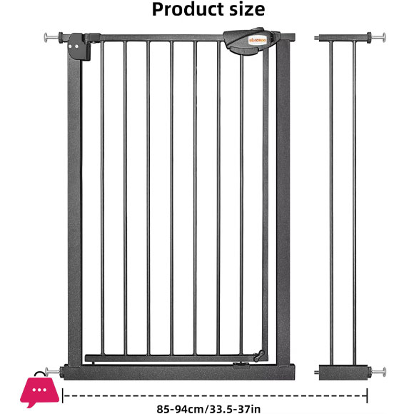 UBRAVOO Baby Gate for Doors and Stairs, Height 100 cm, Safety Pet Gate, Automatic Closure, Triple Locking, JLB-MD01
