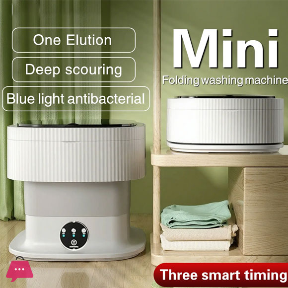 11L Portable Compact Folding Washing Machine with Timed Spin Dry Function for Socks, Underwear, and Lingerie Cleaning
