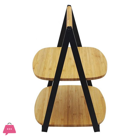 2-Tier Bamboo Serving Stand Modern Wood Display Cake Dessert Stand