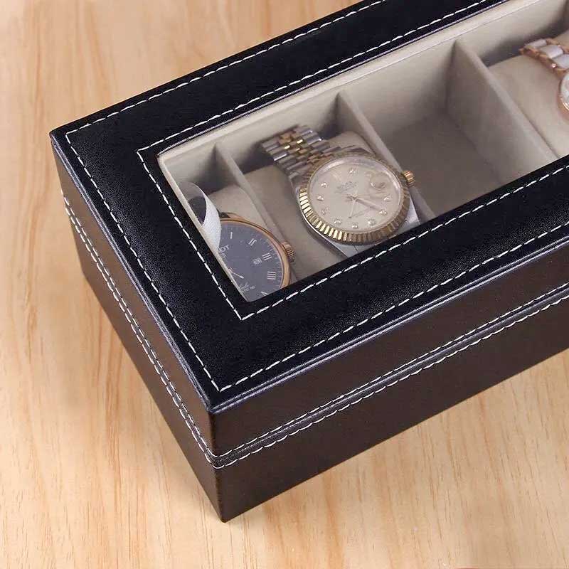 New Elegant 6 Watches Storage Box PU Leather For Men And Women
