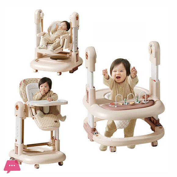 JOYOUS 3 in 1 Foldable Portable Multifunctional Adjustable Baby Feeding Dining High Chair Baby Walker Swing Rocker Eating Chair