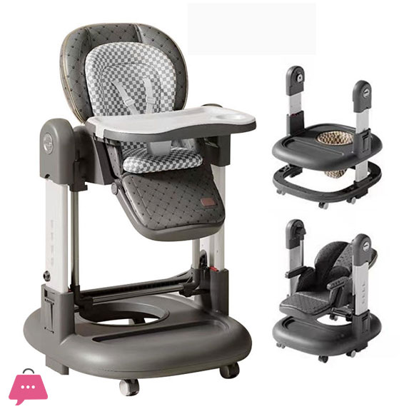 JOYOUS 3 in 1 Foldable Portable Multifunctional Adjustable Baby Feeding Dining High Chair Baby Walker Swing Rocker Eating Chair