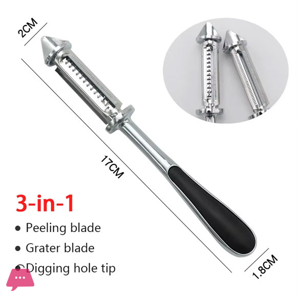 3-in-1 Peeler Fruits Vegetables Grater Two-sided Zinc Alloy Potato Paring Knife Multi Functional Stainless Steel Kitchen Tools