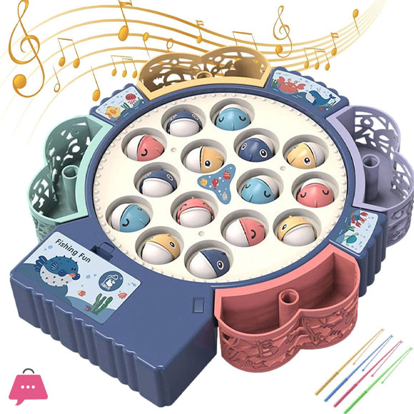 Electric Music Spinning Magnet Fishing Early Education Toy 4-Player