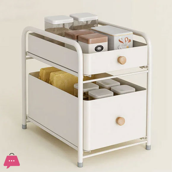 Binca Modern Countertop Storage Cart 2-Tier Drawer Organizer
