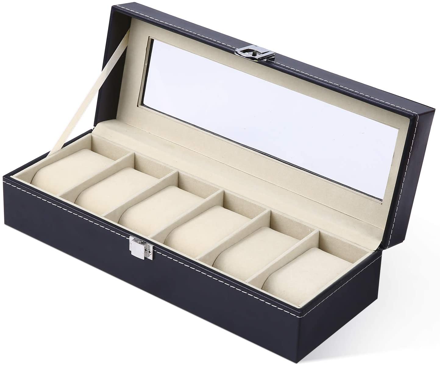 New Elegant 6 Watches Storage Box PU Leather For Men And Women