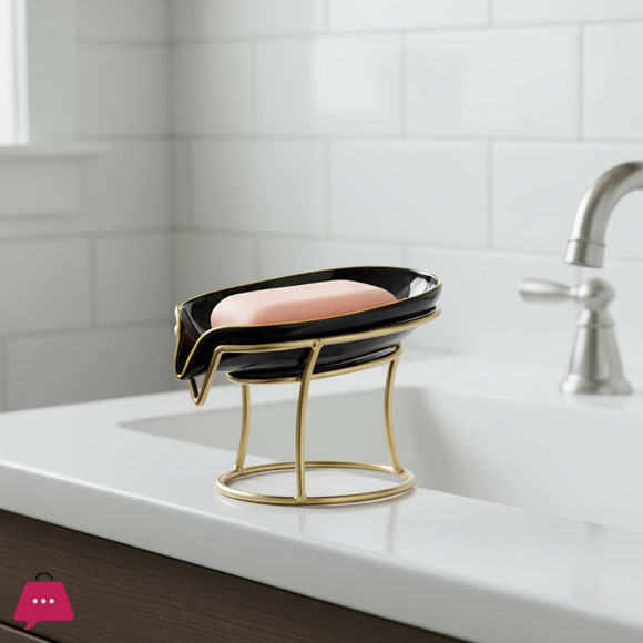 Ceramic Draining Soap Dish Shaped Bar Soap Dish Holder Soap Stand
