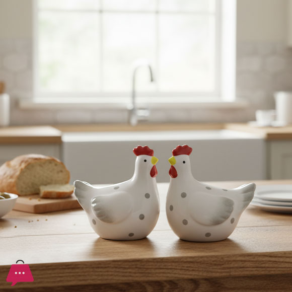 Ceramic Salt and Pepper Shakers 2 Pcs Set Chicken Design