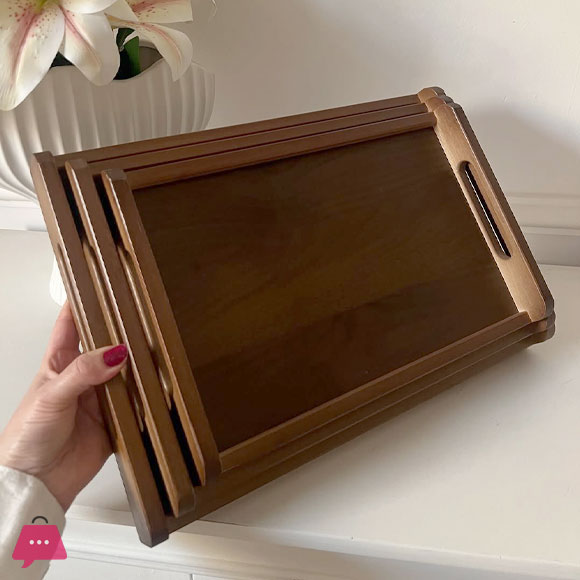 Classic Wooden Serving Trays - Trio Set