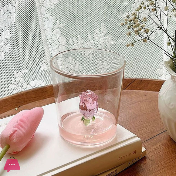 Creative 3D Pattern Inside Glass Cup with Handle 400ML