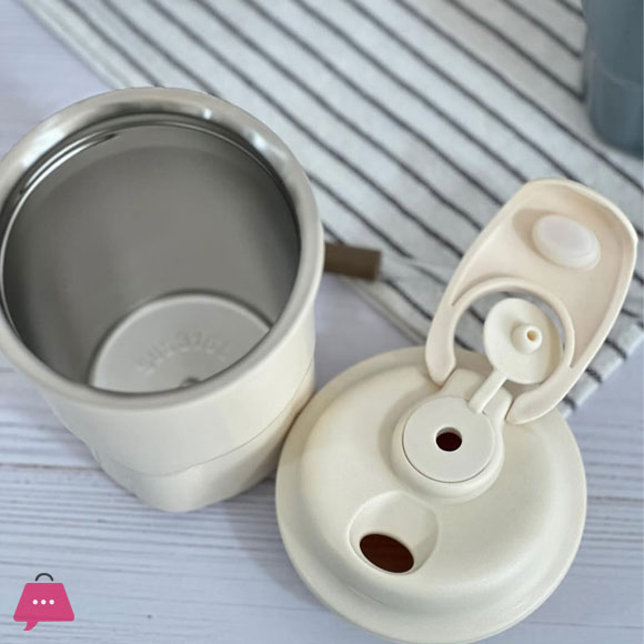 Cute Korean Coffee Cup Thermos With Straw Tumbler 450ml
