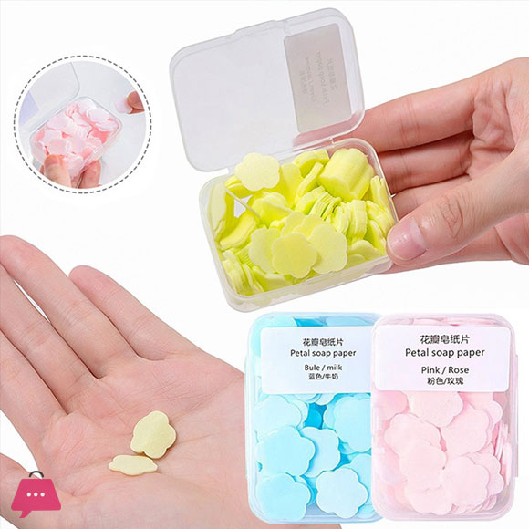 Disposible Paper Soap Cute Mini Hand Soap Flower Shape Travel Paper Soap (Pack of 2)
