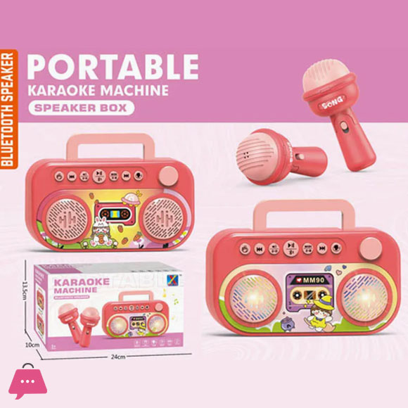 Dual Microphone Plastic Karaoke Singing Machine Bluetooth Microphone Loudspeaker Box