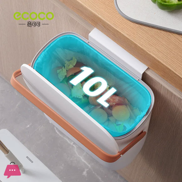 ECOCO Kitchen Trash Can Wall Mounted Trash Bin With Lid
