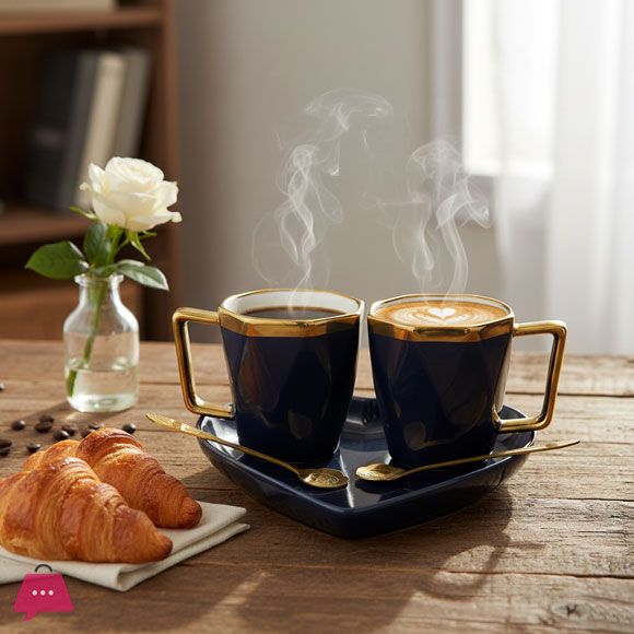 Elegant King 5-Piece Diamond Shape Tea & Coffee Mug Set