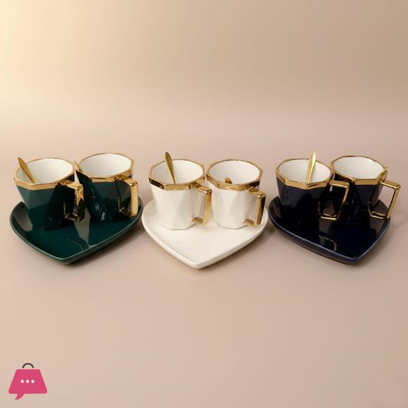 Elegant King 5-Piece Diamond Shape Tea & Coffee Mug Set