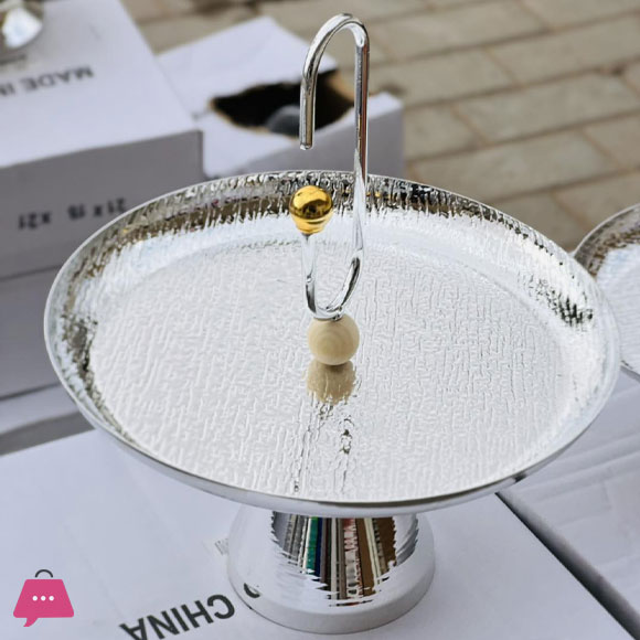 Elegant Silver Serving Platter Set with Decorative Handles