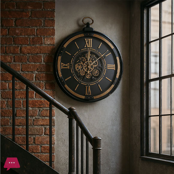 European Metal Gear Round Wall Clock - 28inch
