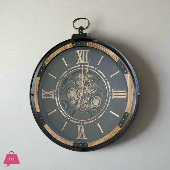 European Metal Gear Round Wall Clock - 28inch