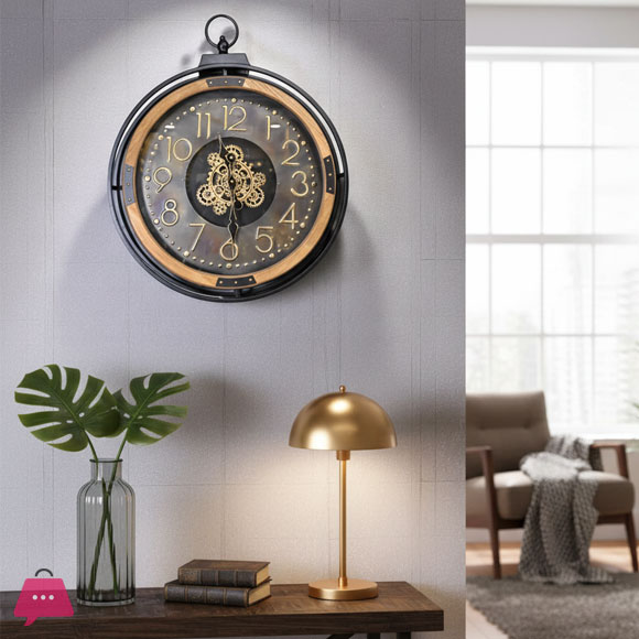 European Metal Gear Round Wall Clock - 28inch