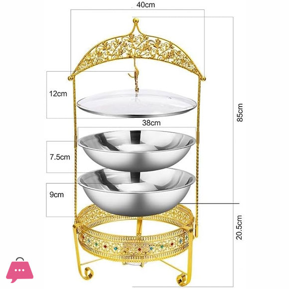 Hanging Lid Dining Stove Stainless Steel Chafing Dish Buffet Set with Hanging Cover for Catering Parties and Weddings 8Liter