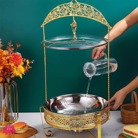 Hanging Lid Dining Stove Stainless Steel Chafing Dish Buffet Set with Hanging Cover for Catering Parties and Weddings 8Liter