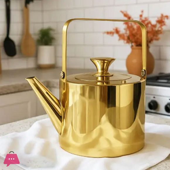Heavy Gold Stainless Steel Teapot 1.Liter
