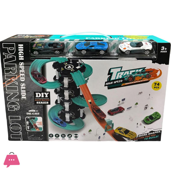 High Speed Slide Parking Lot Track Toy 74-Pcs