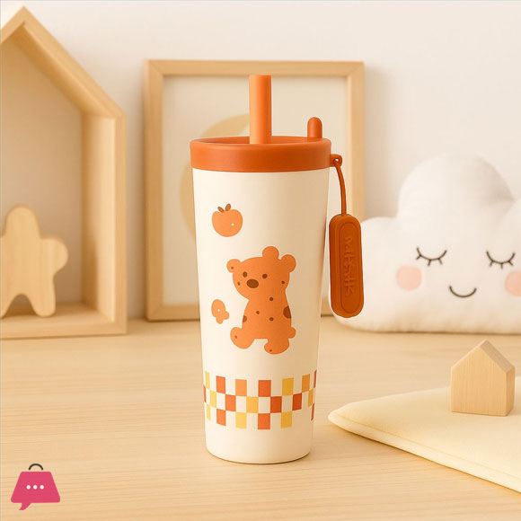 Kids Cartoon Straw Tumbler – 800ml