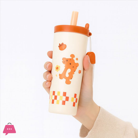 Kids Cartoon Straw Tumbler – 800ml