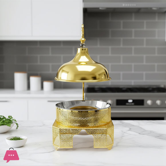 Luxury Chafing Dish Stainless Steel Chafer Food Warmer Catering Buffet Gold Chefing Dish Hanging 8Liter