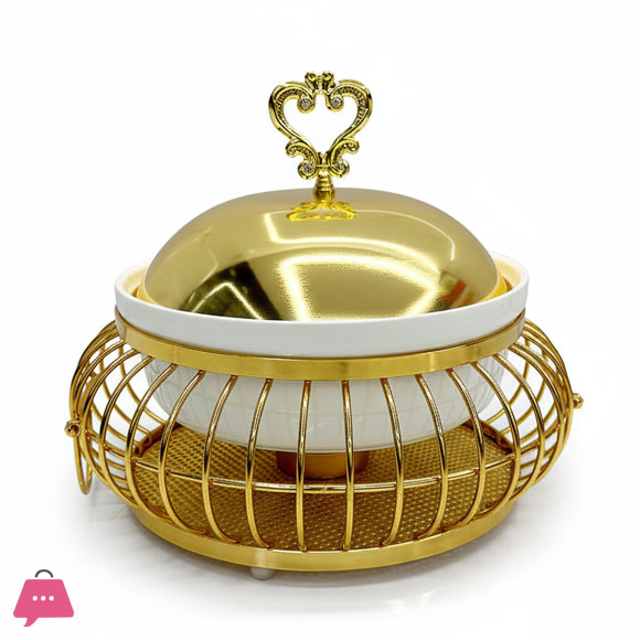Luxury High Quality Golden Ceramic and Stainless Steel Egg Shape Gold Chafing Dish Buffet Dish 2Liter
