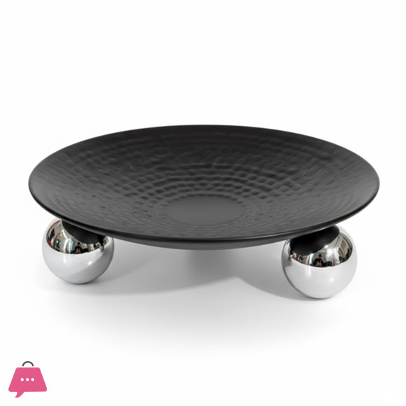 Matte Black Hammered Metal Decorative Plate
