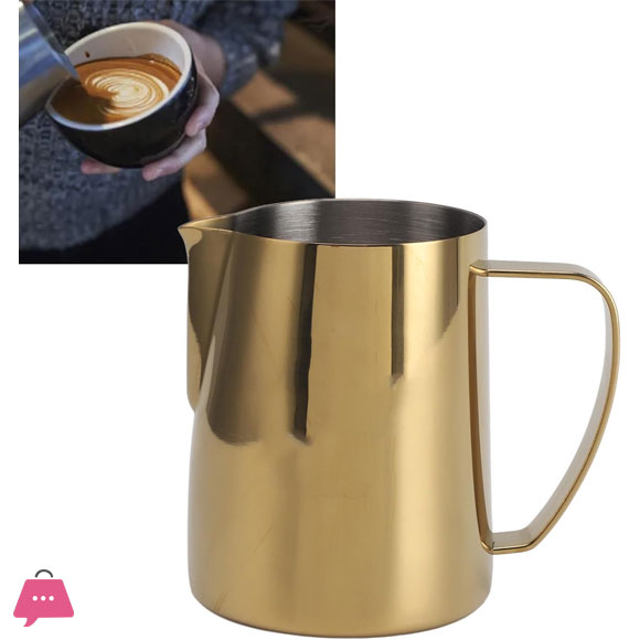 Multipurpose Coffee Milk frother Rust Resistant Pointed Spout Gold fl oz