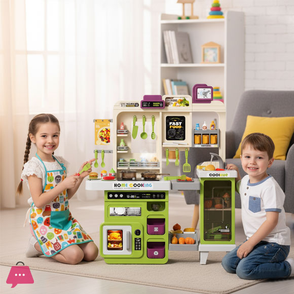 Pretend Play Kids Kitchen Play Set Toy Kitchen with Lights and Sounds Toddlers Ages 3-5