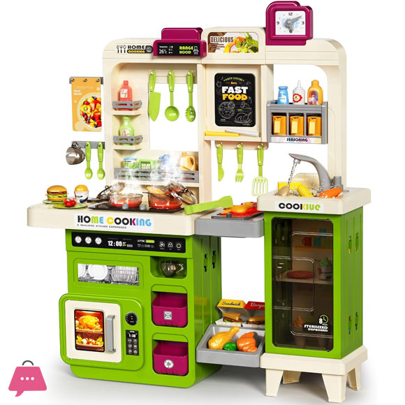 Pretend Play Kids Kitchen Play Set Toy Kitchen with Lights and Sounds Toddlers Ages 3-5