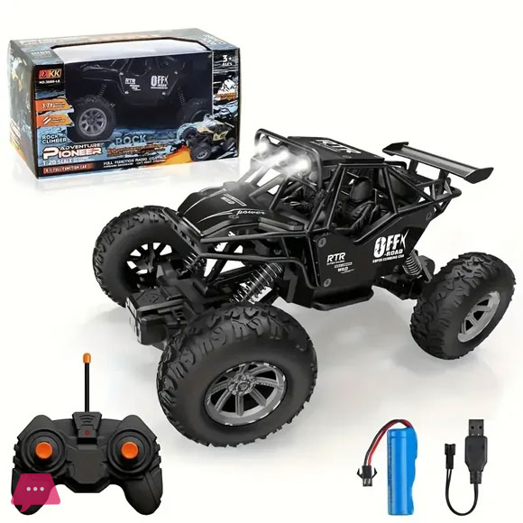 Remote Control Monster Truck Crawler With Led Lights 1:20 Scale RC Car