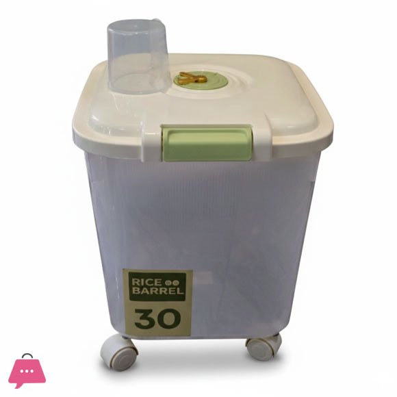 Rice Barrel with Wheels and Measuring Cup 30Ltr