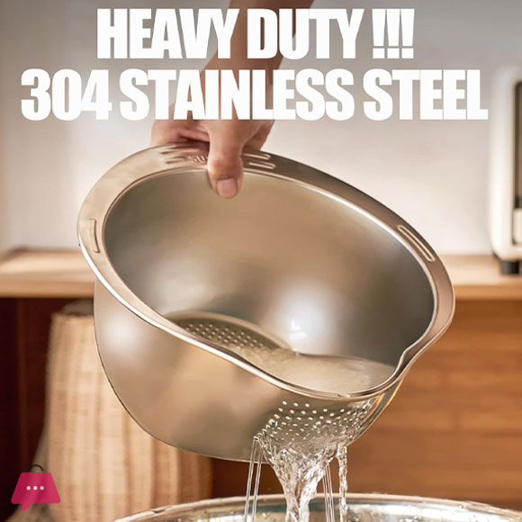 Rice Washing Bowl with Strainer 24 cm
