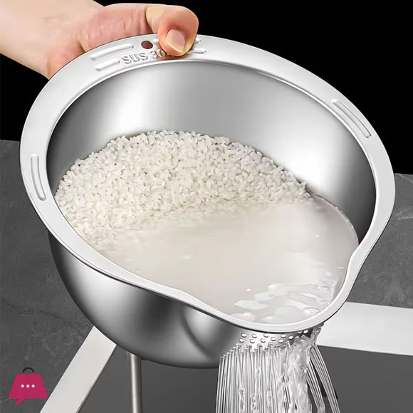 Rice Washing Bowl with Strainer 24 cm
